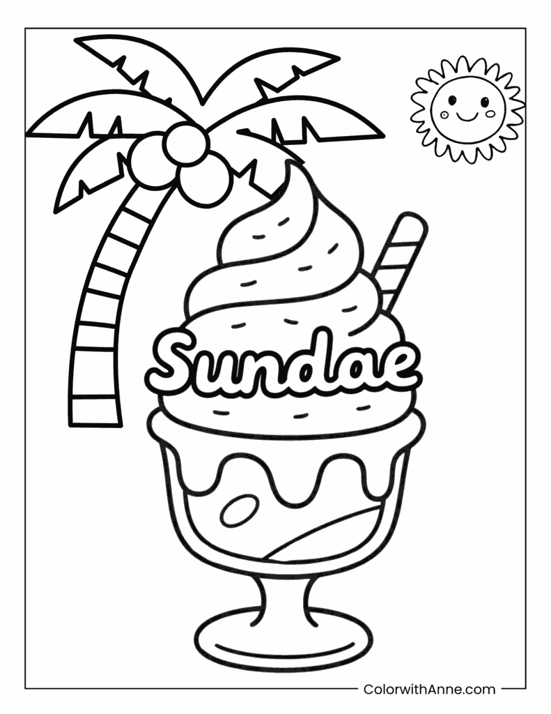 Beach Sundae Coloring Page