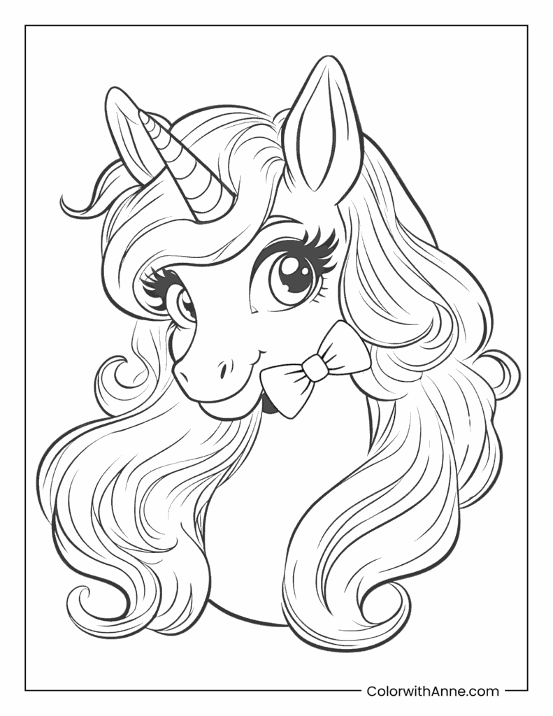 Beautiful Unicorn Horse Coloring Page