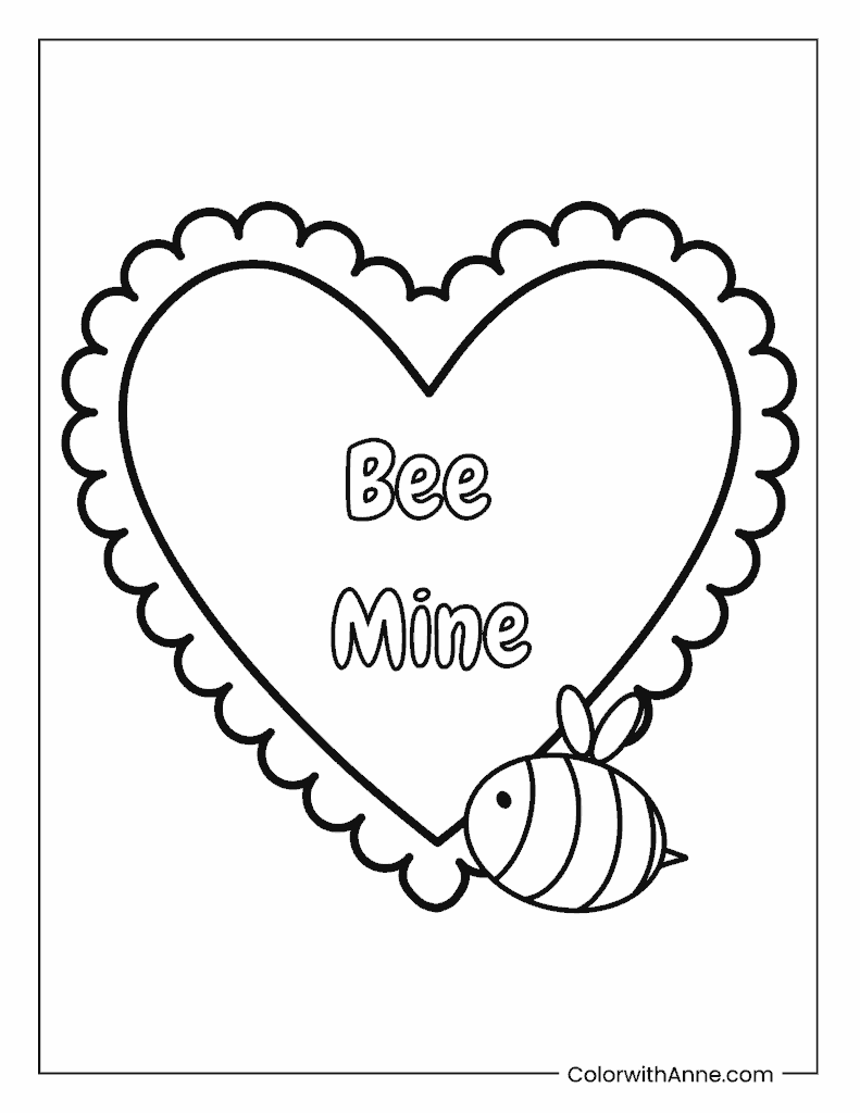Bee Mine Heart Coloring Page