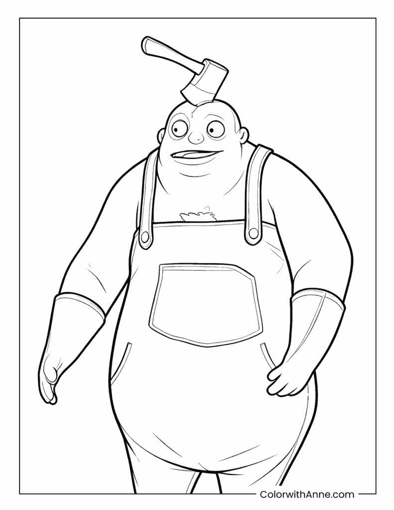 Behemoth with an Axe in His Head Coloring Page