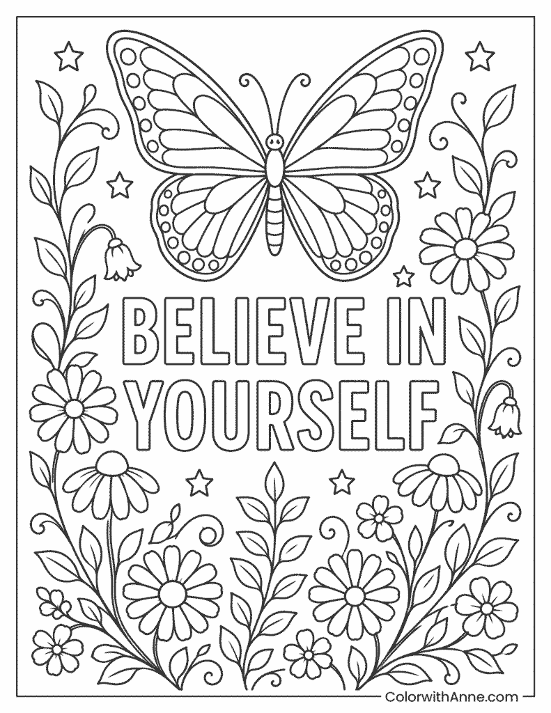 Believe in Yourself Coloring Page