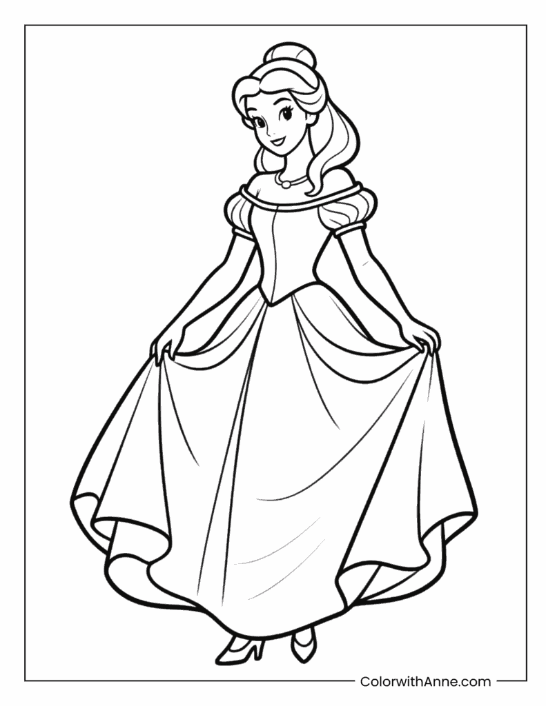 Belle's Elegant Curtsy Coloring Page