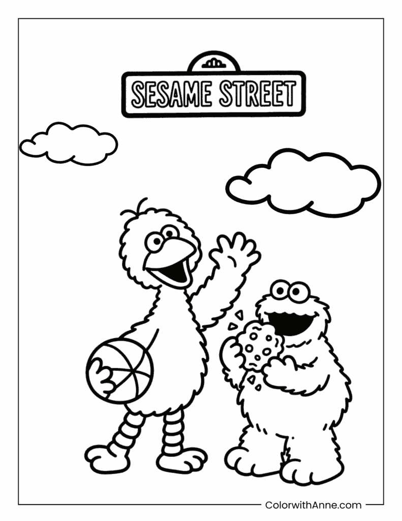 Big Bird and Cookie Monster Coloring Page