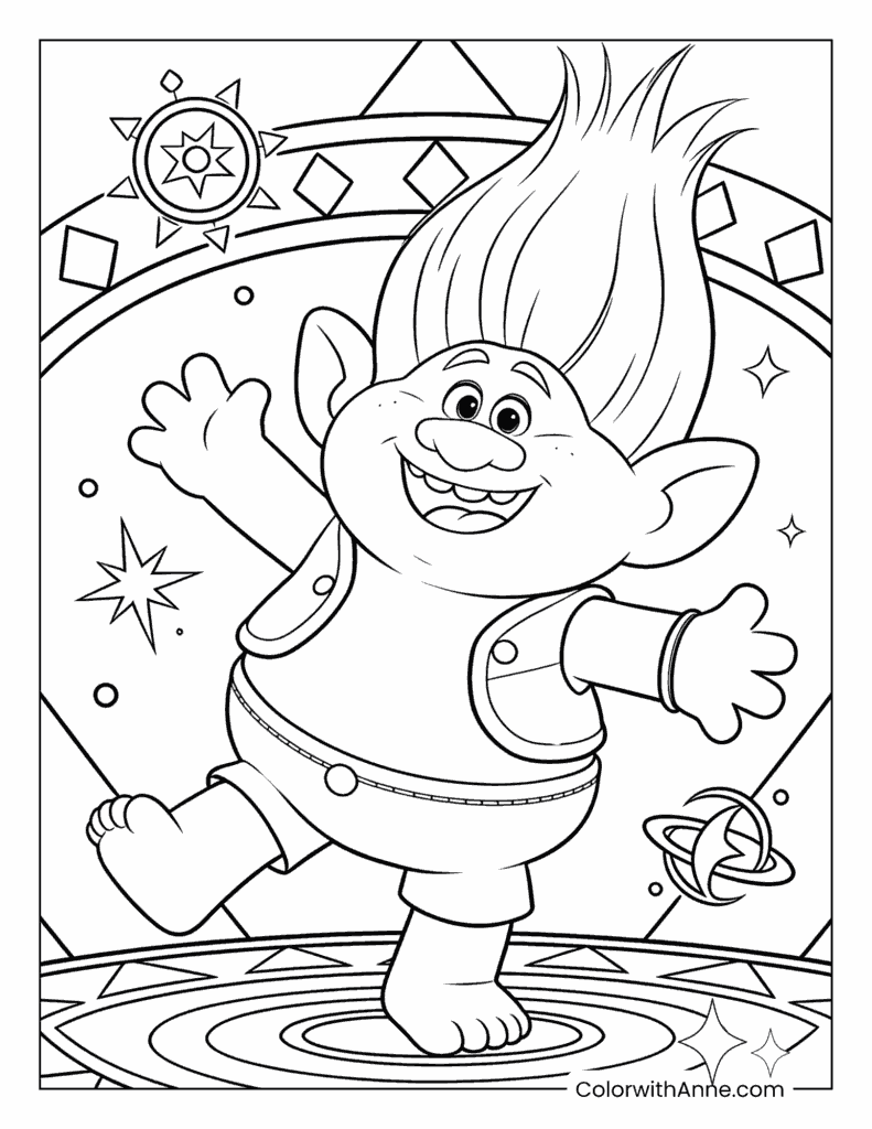 Biggie Dancing on the Stage Trolls Coloring Page