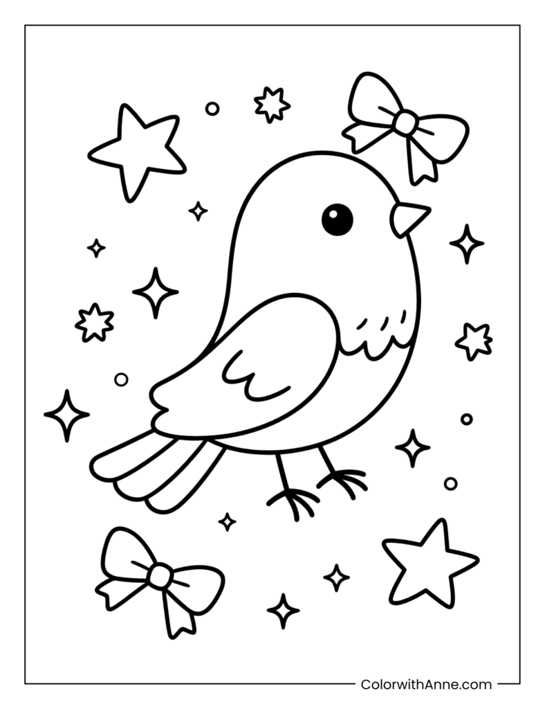 Bird Surrounded by Cute Things Coloring Page