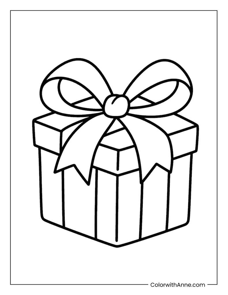 Birthday Present with a Big Bow Coloring Page