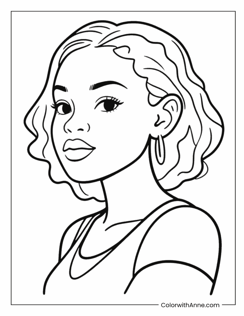 Black Girl Coloring Page for Preschoolers