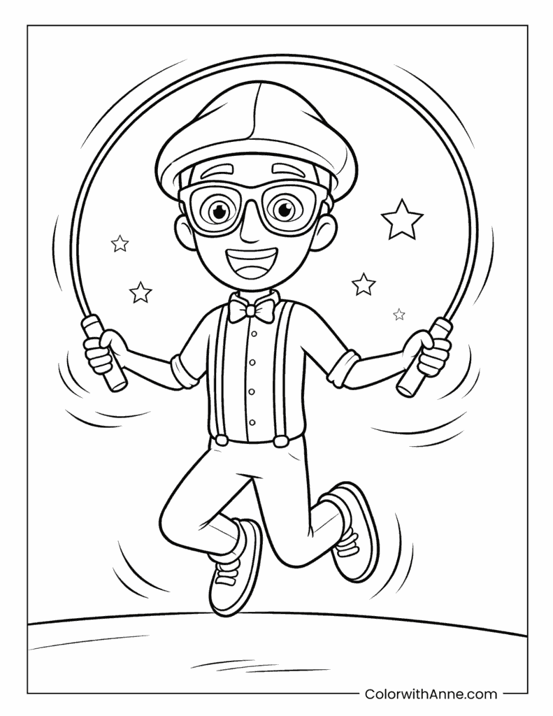 Blippi Jumping Rope Coloring Page