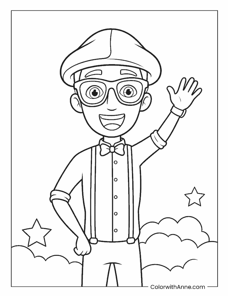 Blippi Waving Coloring Page