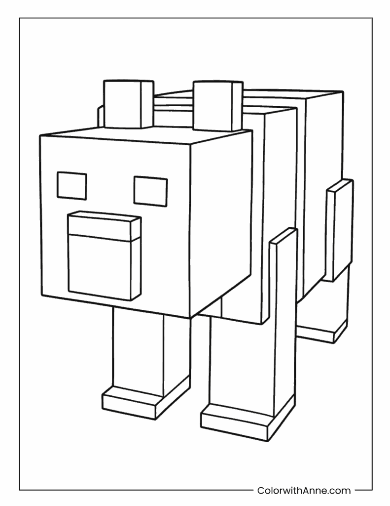 Blocky Bear Forest Creature Coloring Page