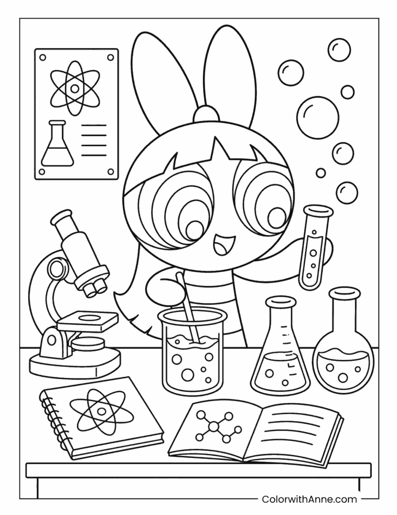 Blossom Conducting a Fun Science Experiment Coloring Page