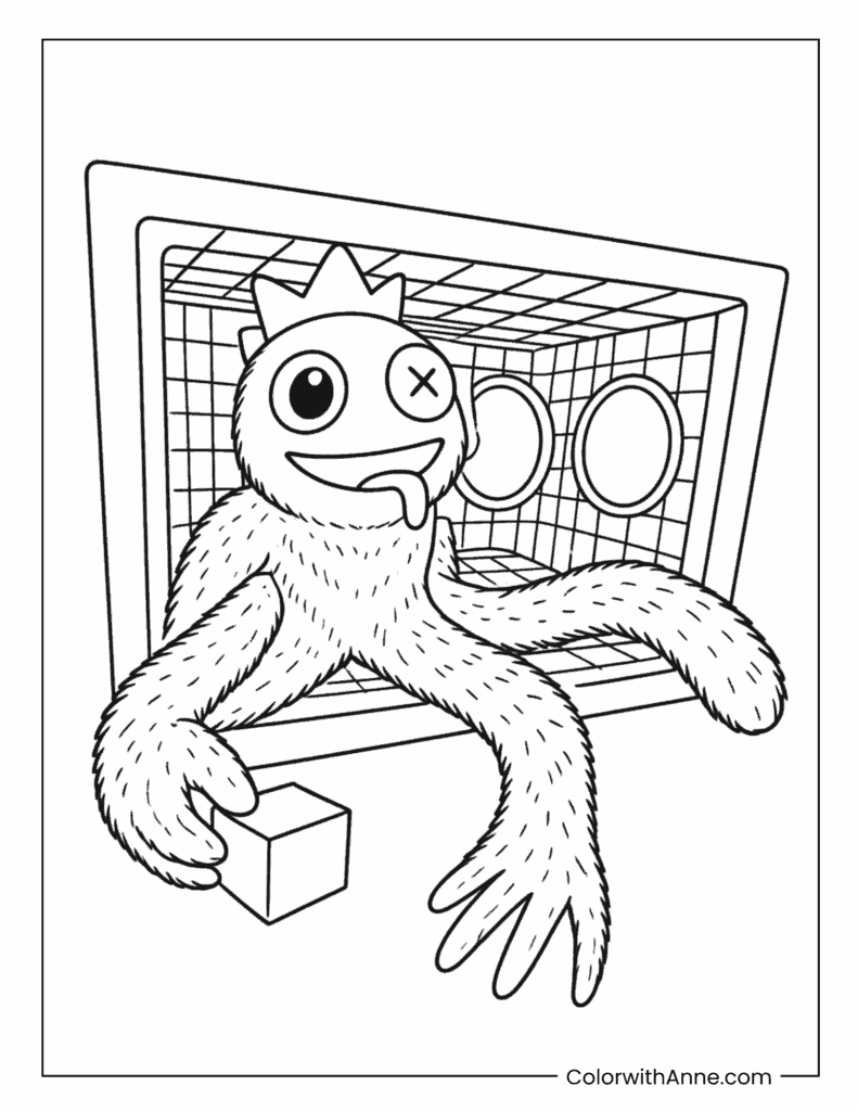 Blue Crawling Through a Vent Coloring Page