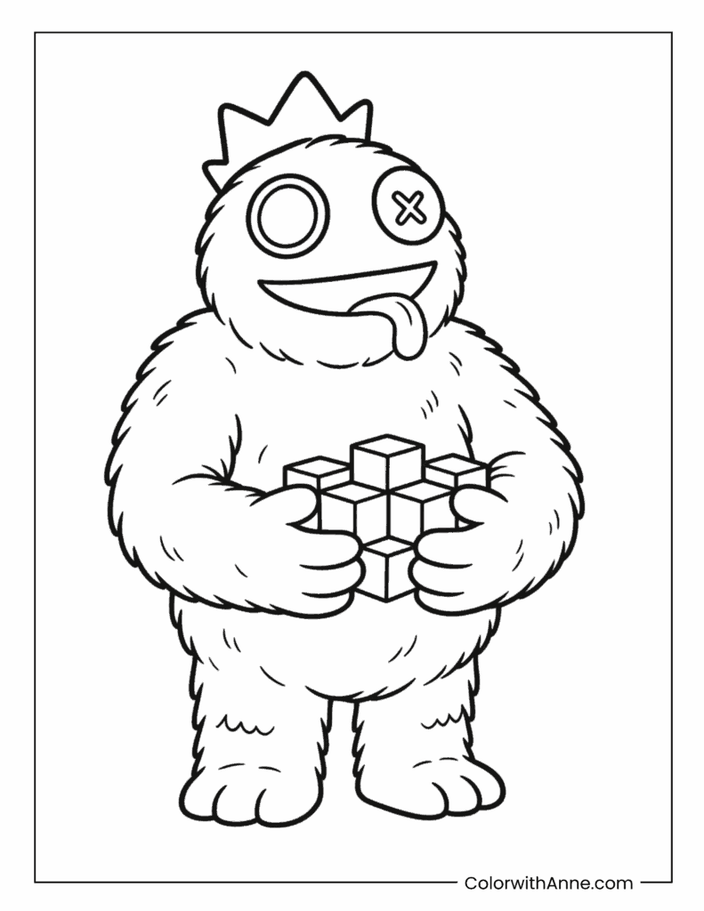 Blue Holding Toy Blocks Coloring Page