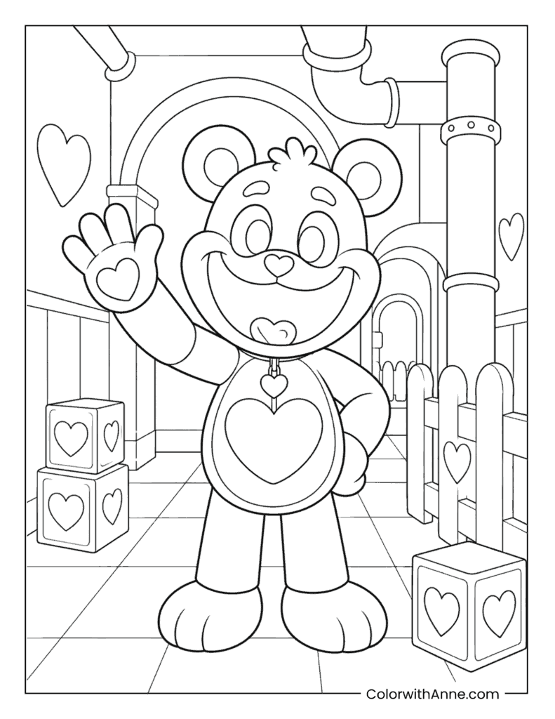 Bobby BearHug Waving Coloring Sheet