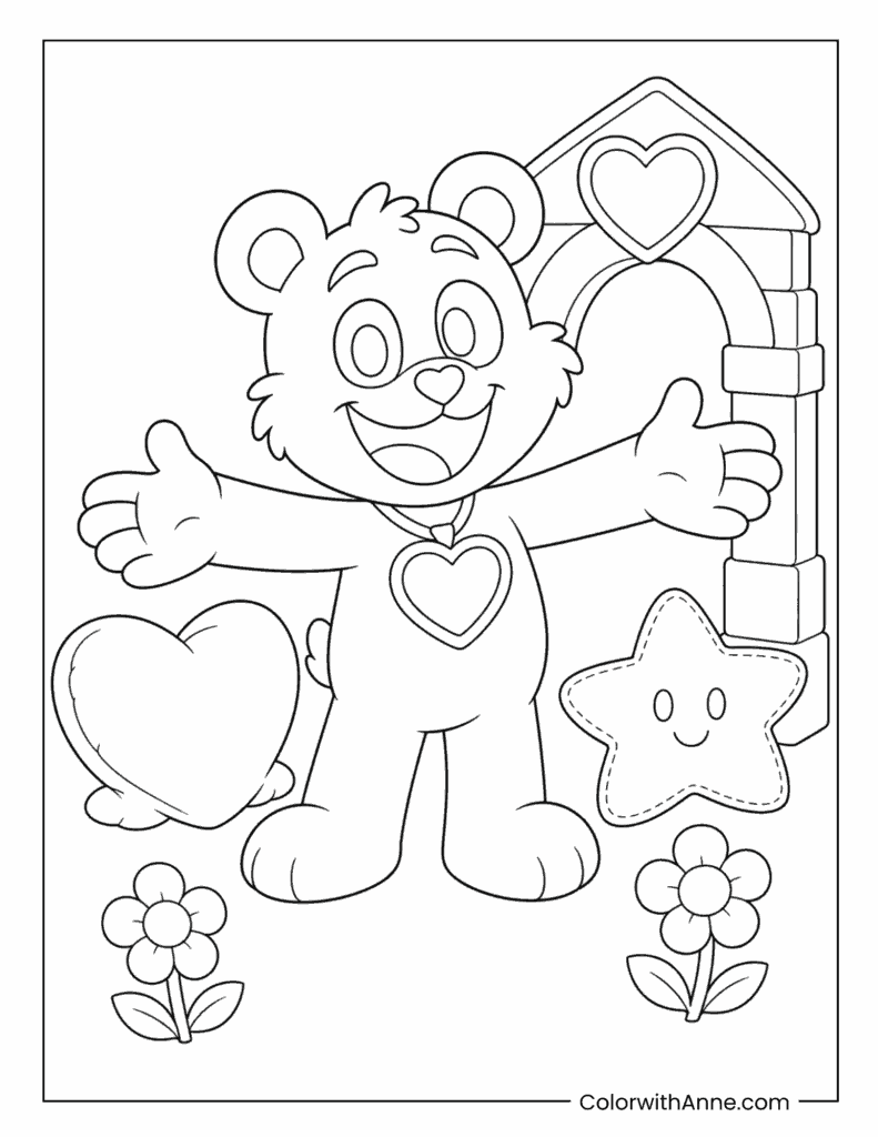 Bobby BearHug Welcomes You Coloring Page