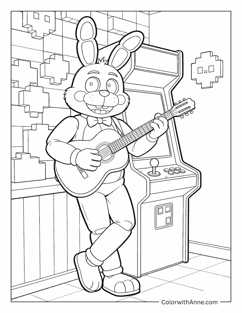 Bonnie the Bunny with Arcade Machine Coloring Page