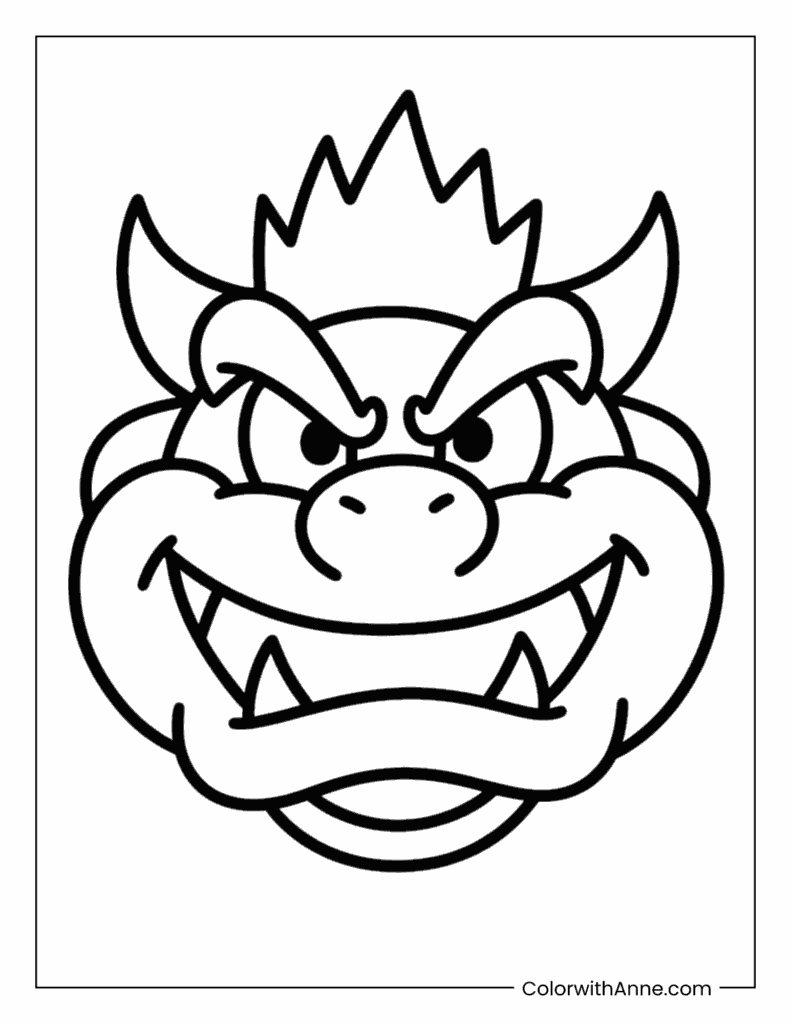 Bowser Head Coloring Page