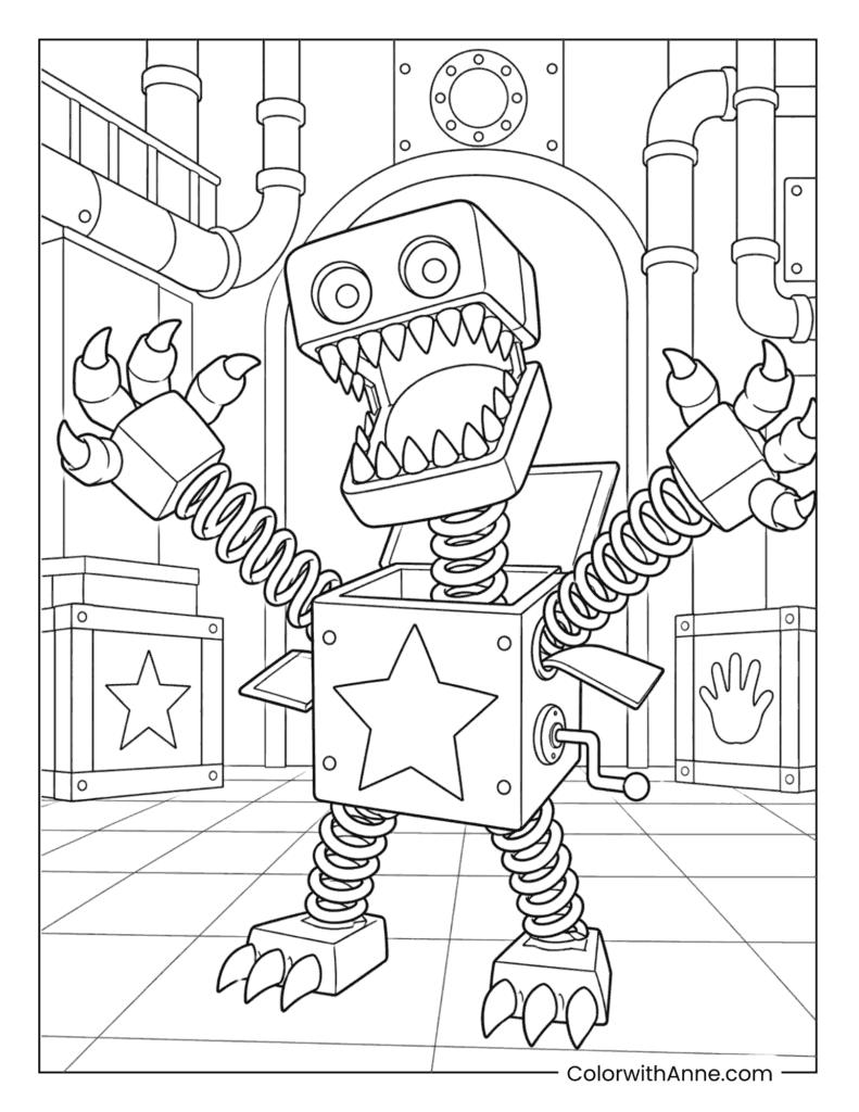 Boxy Boo Factory Workshop Coloring Page