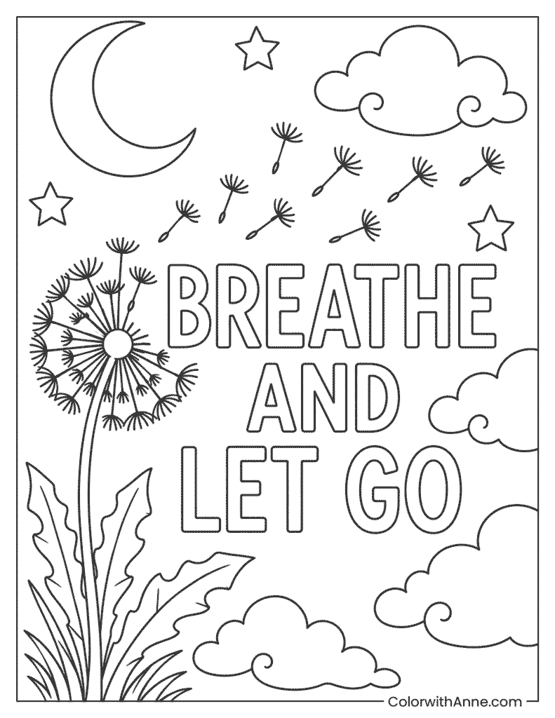 Breathe and Let Go Coloring Page