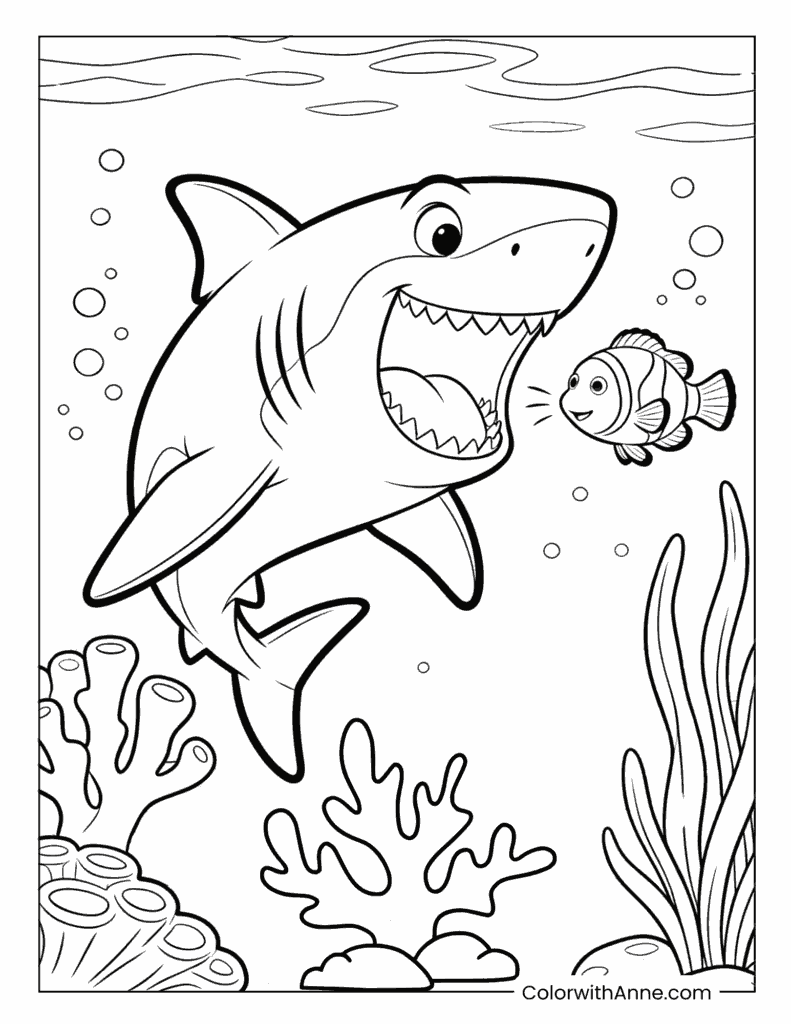 Bruce the Shark and Marlin Finding Nemo Coloring Page