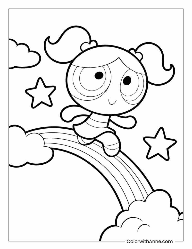 Bubbles Running on a Rainbow Coloring Page