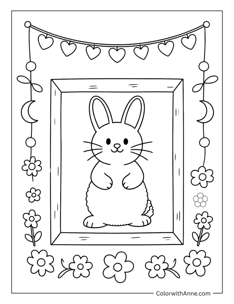 Bunny Frame Coloring Page