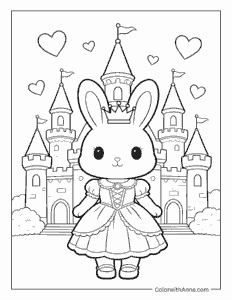 Bunny princess standing in front of a castle