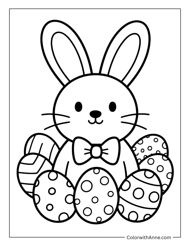 Bunny Surrounded by Easter Eggs