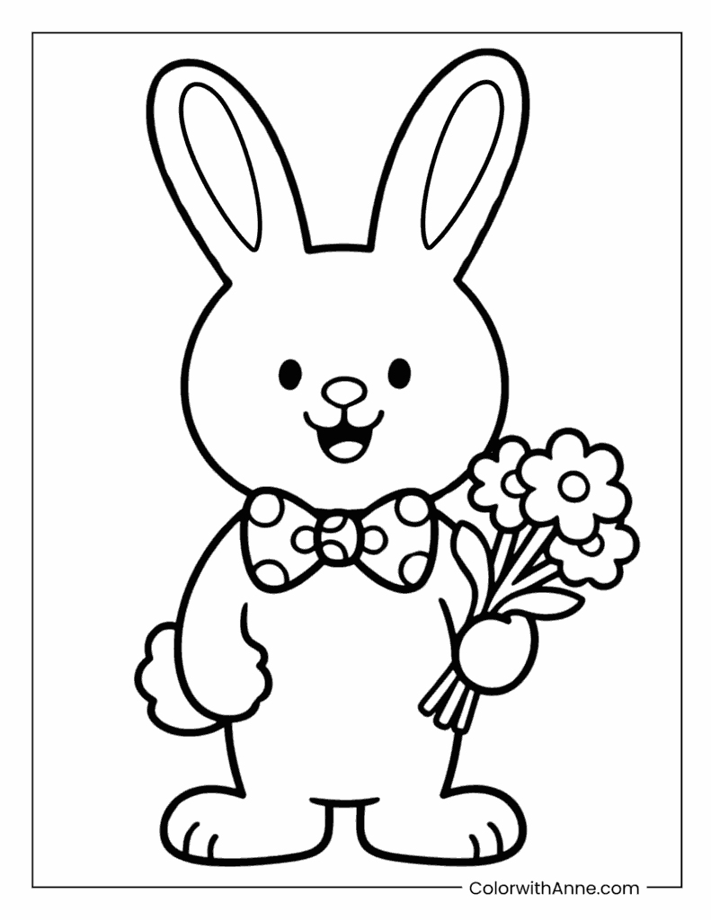 Bunny Wearing a Bow Tie Coloring Page