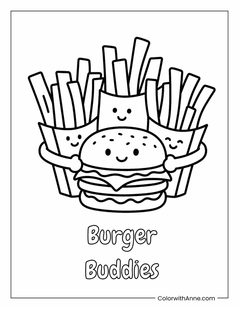 Burger Buddies Coloring Page