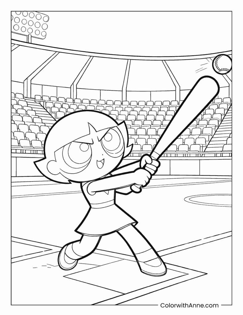 Buttercup the Baseball Player Coloring Page