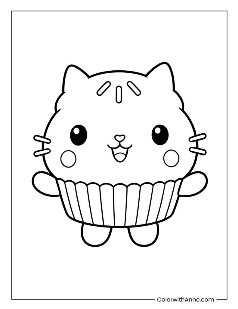 Cakey Cat Coloring Page
