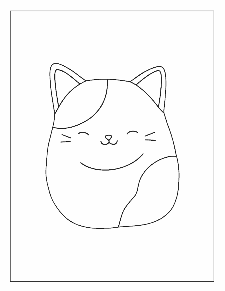 Cam the Cat with Smiling Face Squishmallows Coloring Page