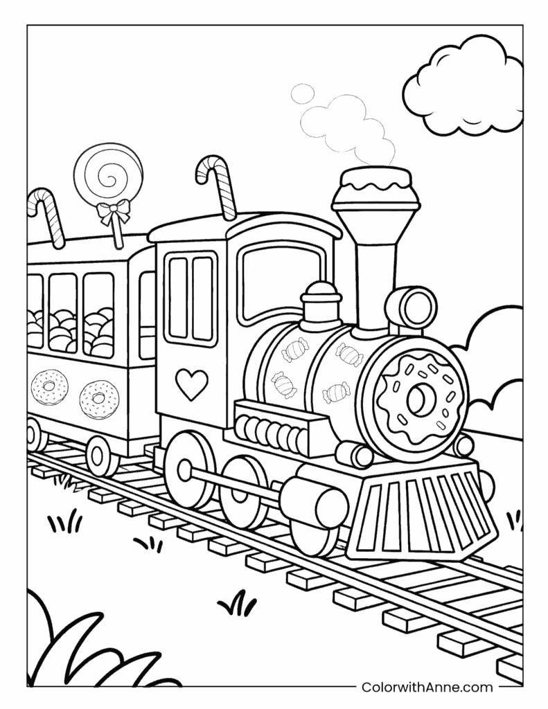 Candy Land Train Coloring Page