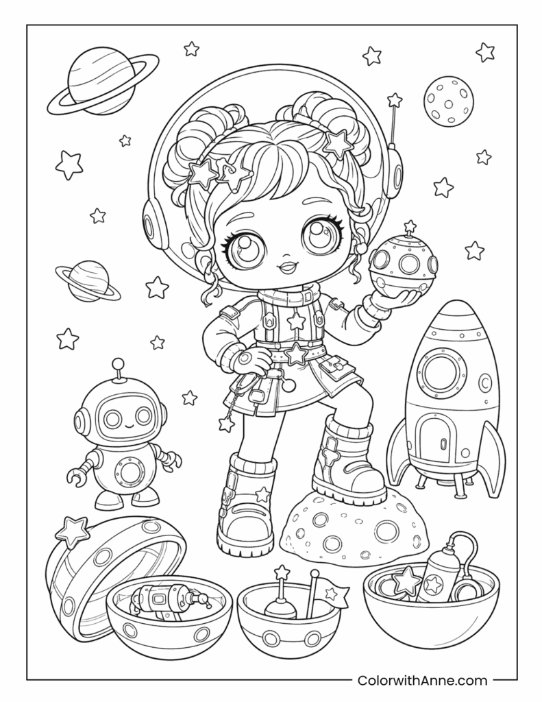 Capsule Space Explorer Doll Coloring Page