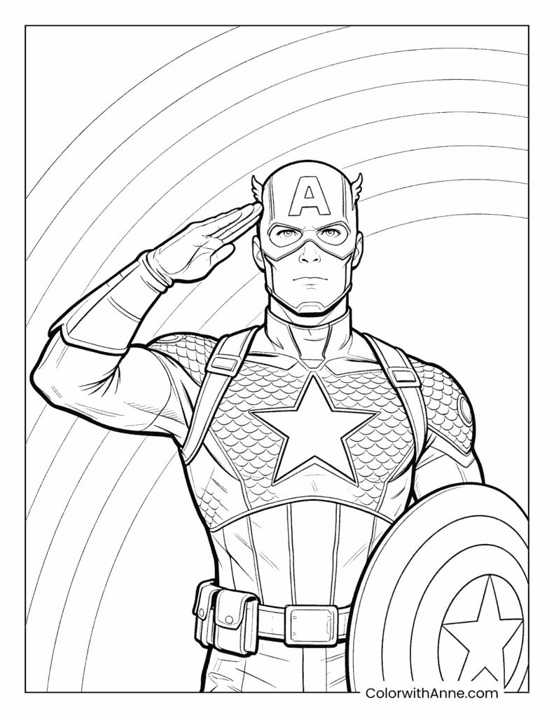 Captain America Saluting Coloring Page