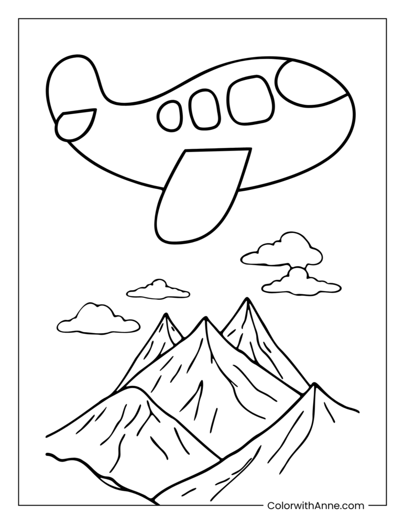 Cartoon Airplane Coloring Page for Toddlers