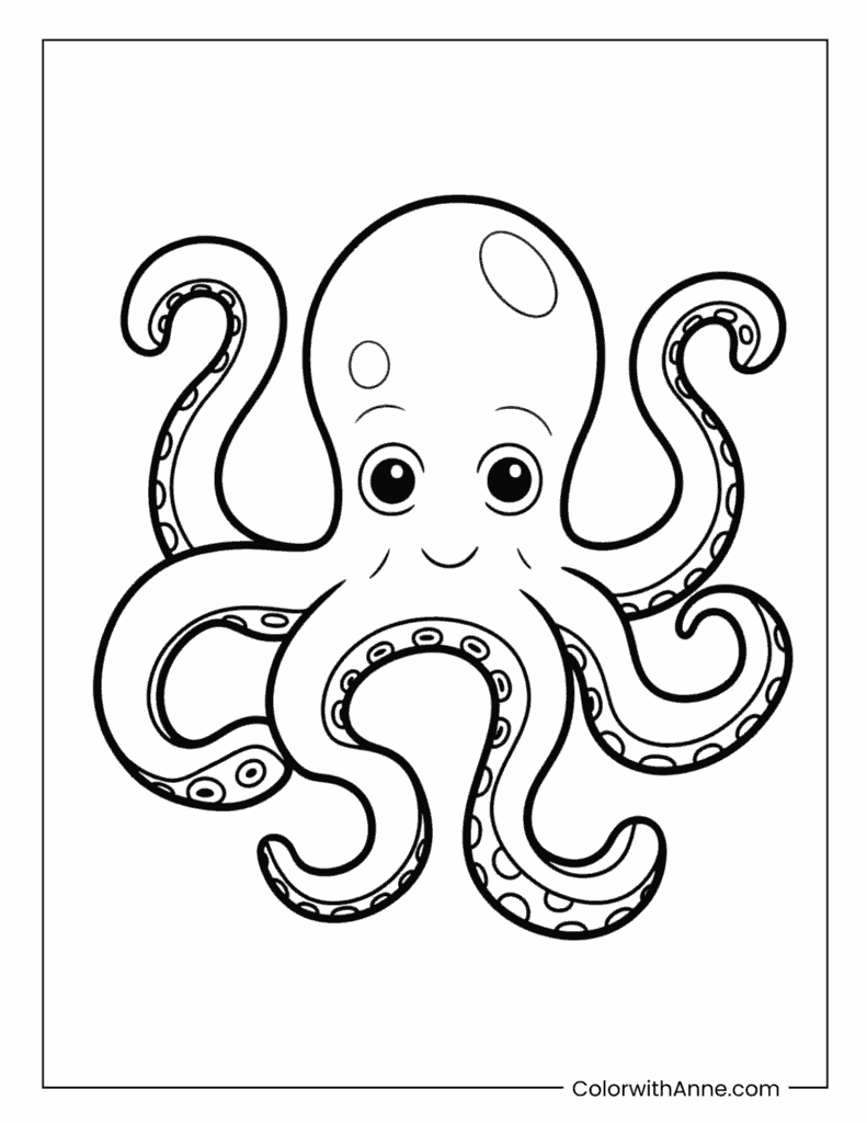 Cartoon Octopus Coloring Page