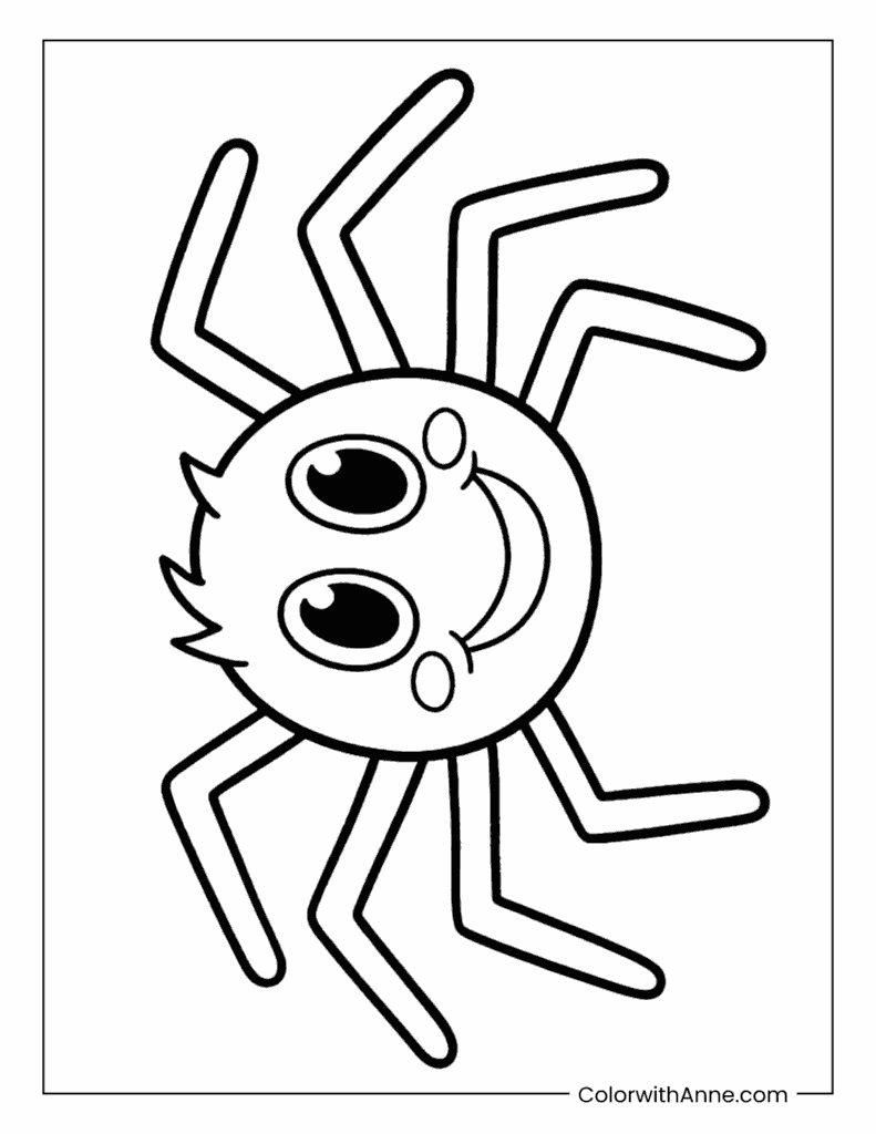 Cartoon Spider Coloring Page for Kids