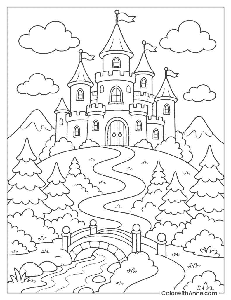 Castle in the Clouds Coloring Page