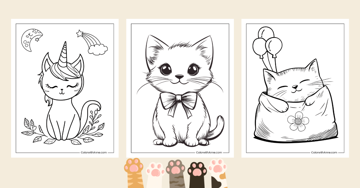 Cat Coloring Page Banner