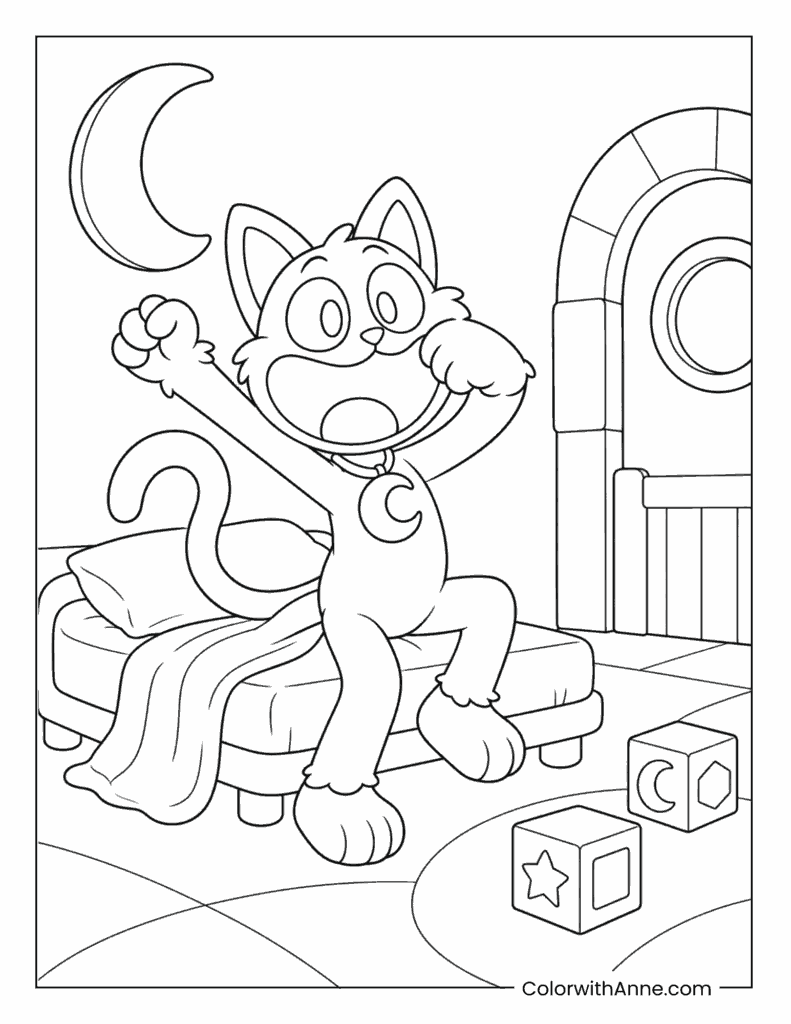 CatNap Bedroom Wake Up Coloring Page