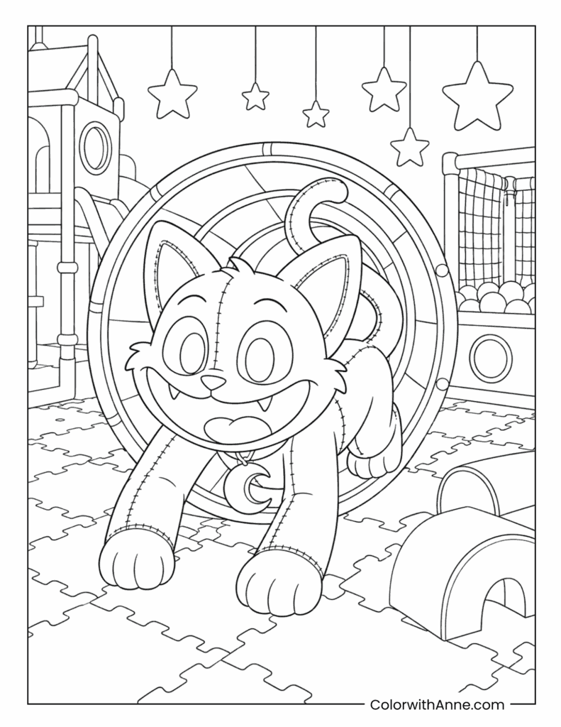 CatNap Crawling Through Tunnel Coloring Page