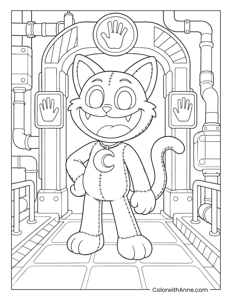 CatNap In Factory Doorway Coloring Page