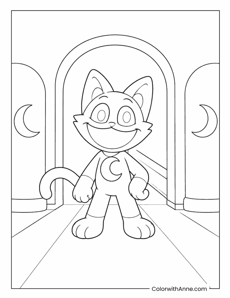 CatNap In Moonlit Doorway Coloring Page