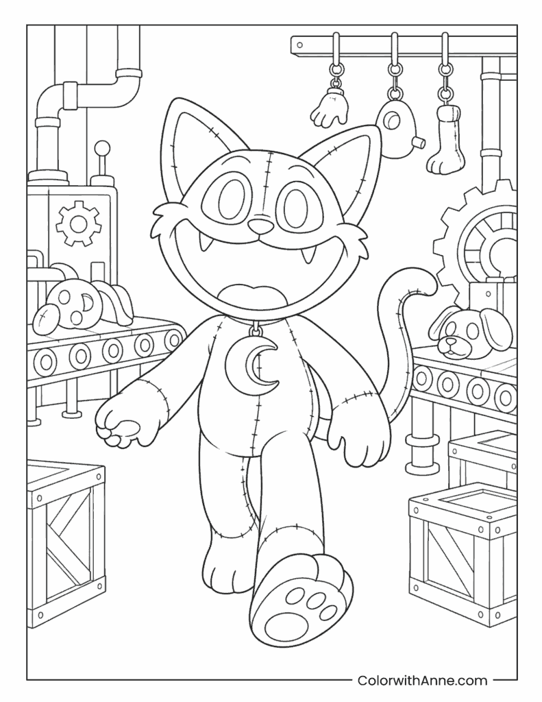 CatNap Inside Toy Factory Coloring Page