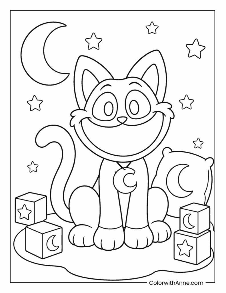 CatNap Nighttime Starry Coloring Page