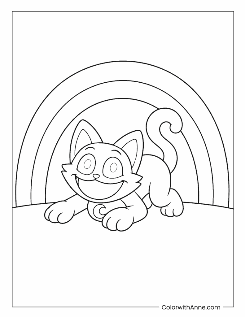 CatNap Resting On Rainbow Coloring Page