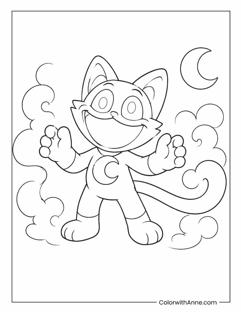 CatNap Surrounded By Clouds Coloring Page