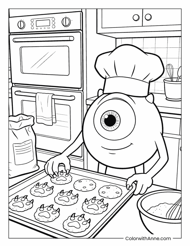 Chef Mike Baking Cookies Coloring Page